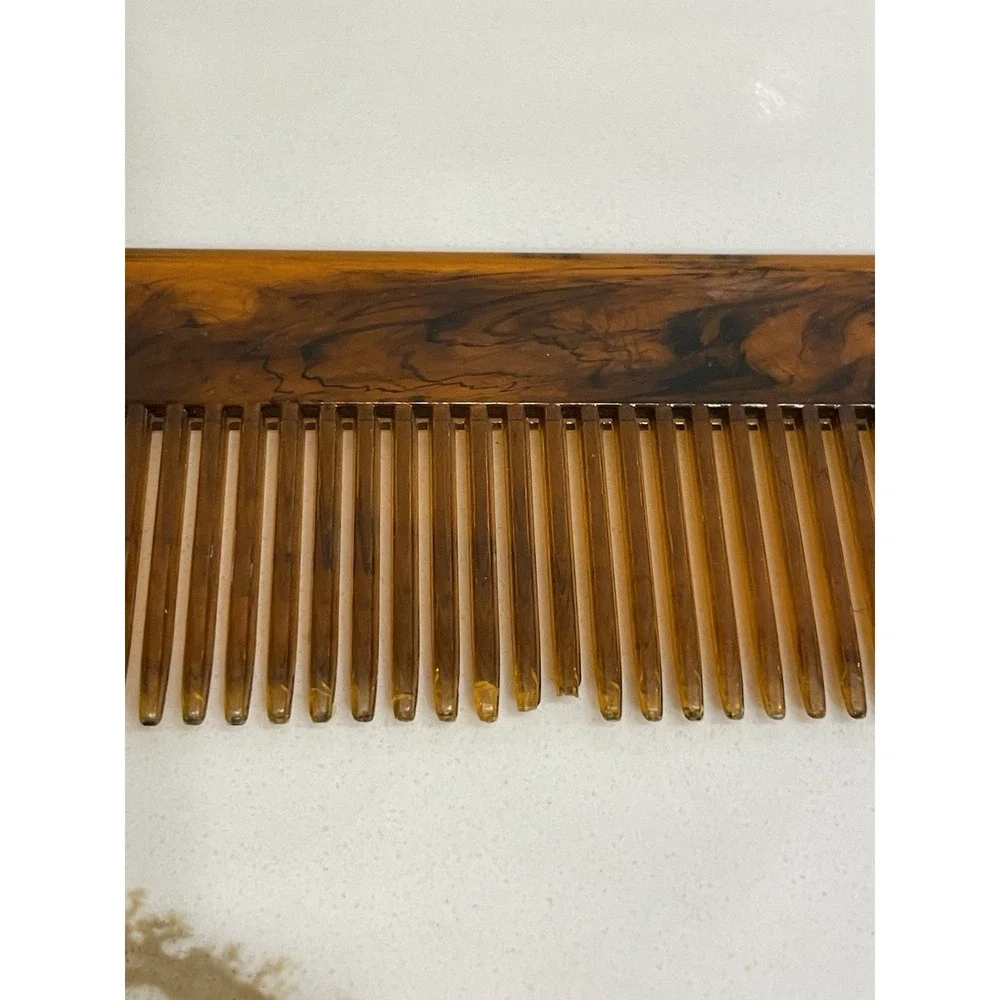 Vintage Tortoise‎ Shell Pocket Comb 5 inch Retro Geometric 1970s MCM